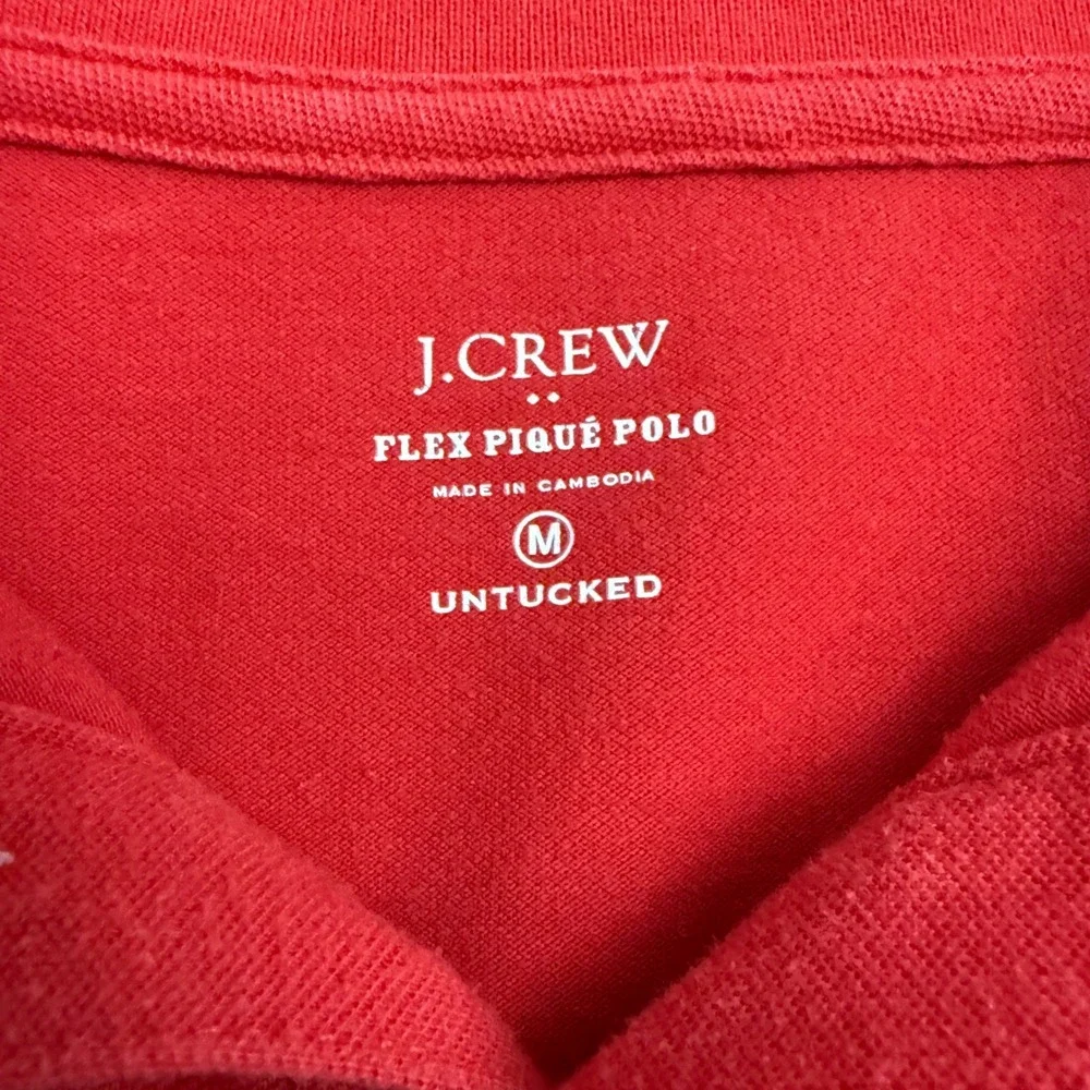 J. Crew Mens Red Flex Pique Polo Shirt Untucked Size M‎ Short Sleeve